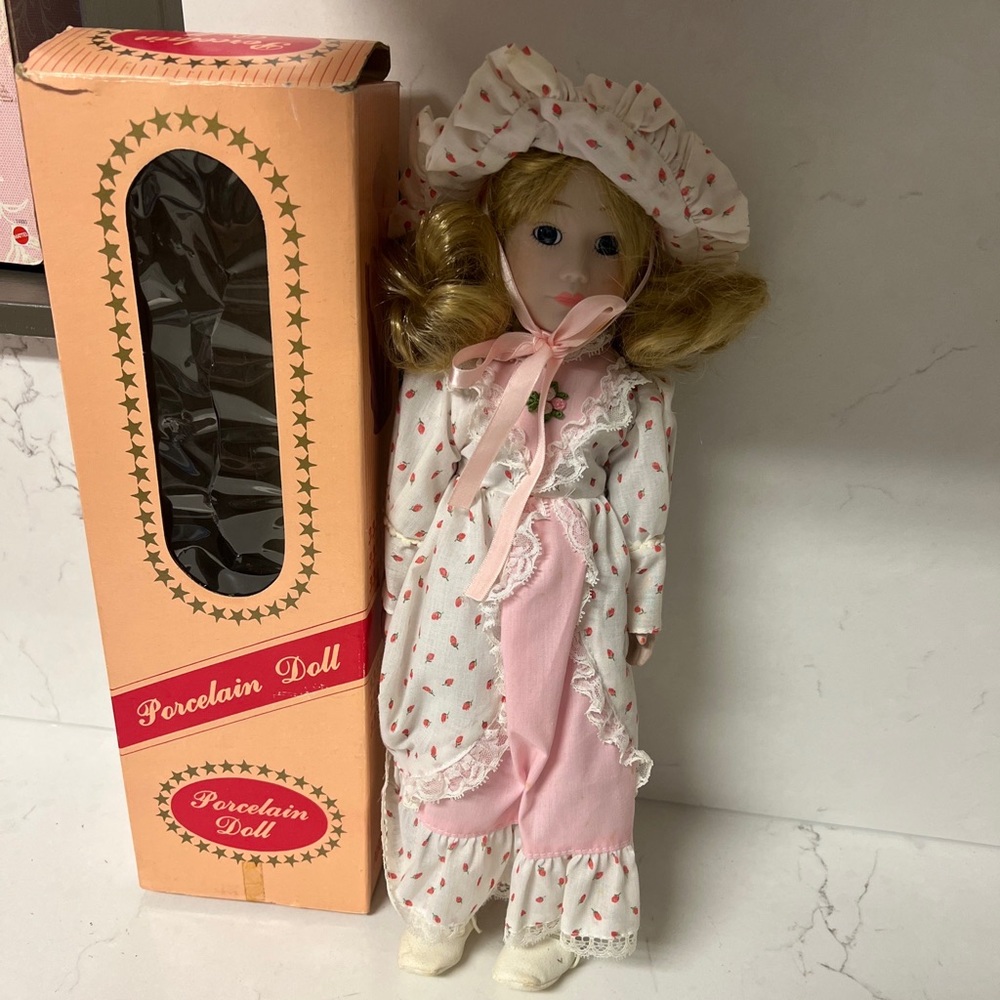 Vintage porcelain doll 16”  In Original Box